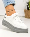 Pantofi casual dama piele naturala albi cu talpa gri F001-771 3