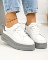 Pantofi casual dama piele naturala albi cu talpa gri F001-771 4