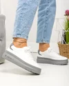 Pantofi casual dama piele naturala albi cu talpa gri F001-771 5
