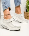 Pantofi casual dama piele naturala albi cu talpa groasa si inchidere scai F003-001 2