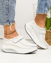 Pantofi casual dama piele naturala albi cu talpa groasa si inchidere scai F003-001 4