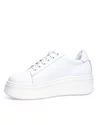 Pantofi casual dama piele naturala albi cu talpa groasa si inchidere sireturi PC207 6
