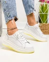 Pantofi casual dama piele naturala albi cu talpa stratificata F002-286 2