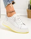 Pantofi casual dama piele naturala albi cu talpa stratificata F002-286 3