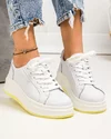 Pantofi casual dama piele naturala albi cu talpa stratificata F002-286 4