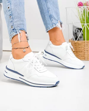 Pantofi Casual - Pantofi casual dama piele naturala albi  cu varf rotund F001-768