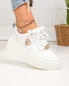 Pantofi casual dama piele naturala albi cu varf rotund si aplicatii F002-452 4