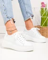 Pantofi casual dama piele naturala albi PC206 2