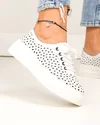 Pantofi casual dama piele naturala albi perforati cu inchidere sireturi JY3230 5