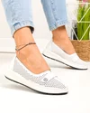 Pantofi casual dama piele naturala albi perforati cu inchidere slip-on si bareta decorativa JY3951 5