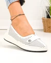 Pantofi casual dama piele naturala albi perforati cu inchidere slip-on si bareta decorativa JY3951 3