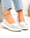 Pantofi casual dama piele naturala albi perforati cu inchidere slip-on si bareta decorativa JY3951 4