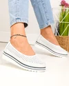Pantofi casual dama piele naturala albi perforati cu inchidere slip-on VK-F001-504 4