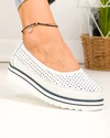 Pantofi casual dama piele naturala albi perforati cu inchidere slip-on VK-F001-504 3