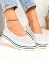 Pantofi casual dama piele naturala albi perforati cu inchidere slip-on VK-F001-504 1