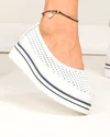 Pantofi casual dama piele naturala albi perforati cu inchidere slip-on VK-F001-504 5