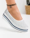 Pantofi casual dama piele naturala albi perforati cu inchidere slip-on VK-F001-504 4