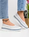 Pantofi casual dama piele naturala albi perforati cu inchidere slip-on VK-F001-504 3