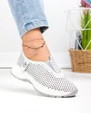 Pantofi casual dama piele naturala albi perforati cu talpa flexibila T6041 2