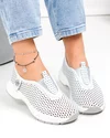 Pantofi casual dama piele naturala albi perforati cu talpa flexibila T6041 4