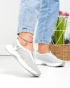 Pantofi casual dama piele naturala albi perforati cu talpa flexibila T6041 1