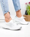 Pantofi casual dama piele naturala albi perforati cu talpa usor flexibila T-2820 1