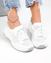Pantofi casual dama piele naturala albi perforati cu talpa usor flexibila T-2820 3