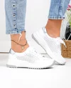 Pantofi casual dama piele naturala albi perforati cu talpa usor flexibila T-2820 4