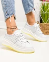 Pantofi casual dama piele naturala albi perforati F002-283 3