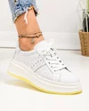 Pantofi casual dama piele naturala albi perforati F002-283 1