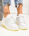 Pantofi casual dama piele naturala albi perforati F002-283 4