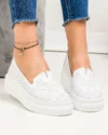 Pantofi casual dama piele naturala albi perforati JY3872 3