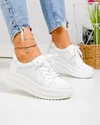 Pantofi casual dama piele naturala albi perforati T-2008 2