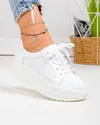 Pantofi casual dama piele naturala albi perforati T-2008 3
