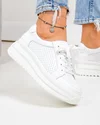 Pantofi casual dama piele naturala albi perforati T-2008 5