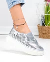 Pantofi casual dama piele naturala argintii cu insertie elastica T-9008 4