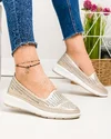 Pantofi casual dama piele naturala aurii perforati JY3952 2