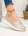 Pantofi casual dama piele naturala aurii perforati JY3952 1