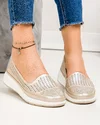 Pantofi casual dama piele naturala aurii perforati JY3952 3