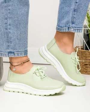 Pantofi casual dama piele naturala barila cu inchidere sireturi T-5931