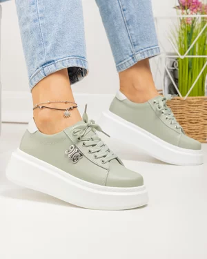 Pantofi casual dama piele naturala barilla cu aplicatie metalica si talpa alba T-8808