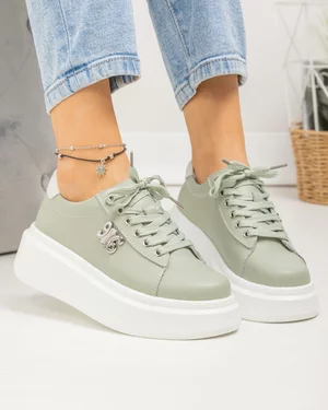 Pantofi casual dama piele naturala barilla cu aplicatie metalica si talpa alba T-8808