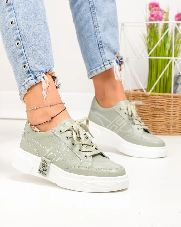 Pantofi Casual - Pantofi casual dama piele naturala barilla cu talpa alba si cusaturi decorative JY6821