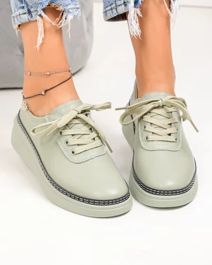 Pantofi casual dama piele naturala barilla cu talpa flexibila si inchidere sireturi JY6700