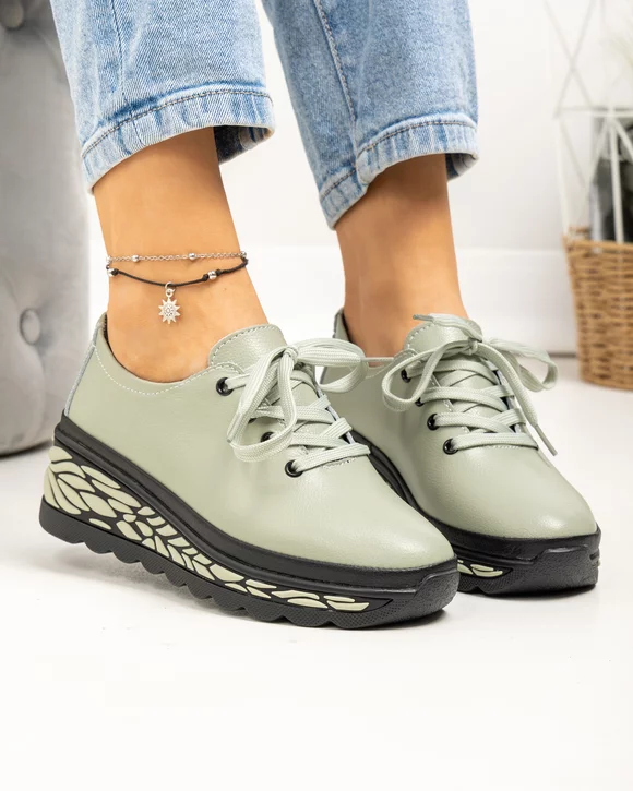 Pantofi casual dama piele naturala barilla cu talpa groasa JY5096