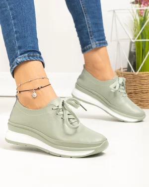 Pantofi casual dama piele naturala barilla cu varf rotund si inchidere sireturi T-9001