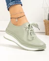 Pantofi casual dama piele naturala barilla cu varf rotund si inchidere sireturi T-9001 2