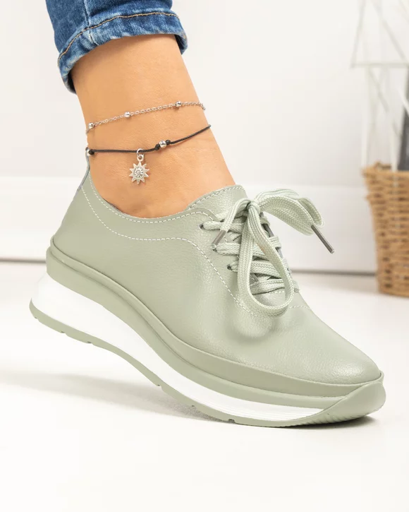 Pantofi casual dama piele naturala barilla cu varf rotund si inchidere sireturi T-9001