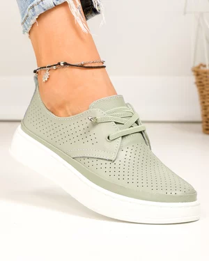 Pantofi casual dama piele naturala barilla perforati cu inchidere siret elastic T-9000