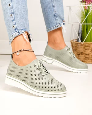 Pantofi casual dama piele naturala barilla perforati cu inchidere sireturi XH-3200